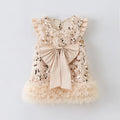 Kids Girls Bow Sequins Sleeveless TUTU Dresses
