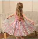 Kids Girls Star Sequin Colorful Bow Splicing Princess Dresses childrensterritory