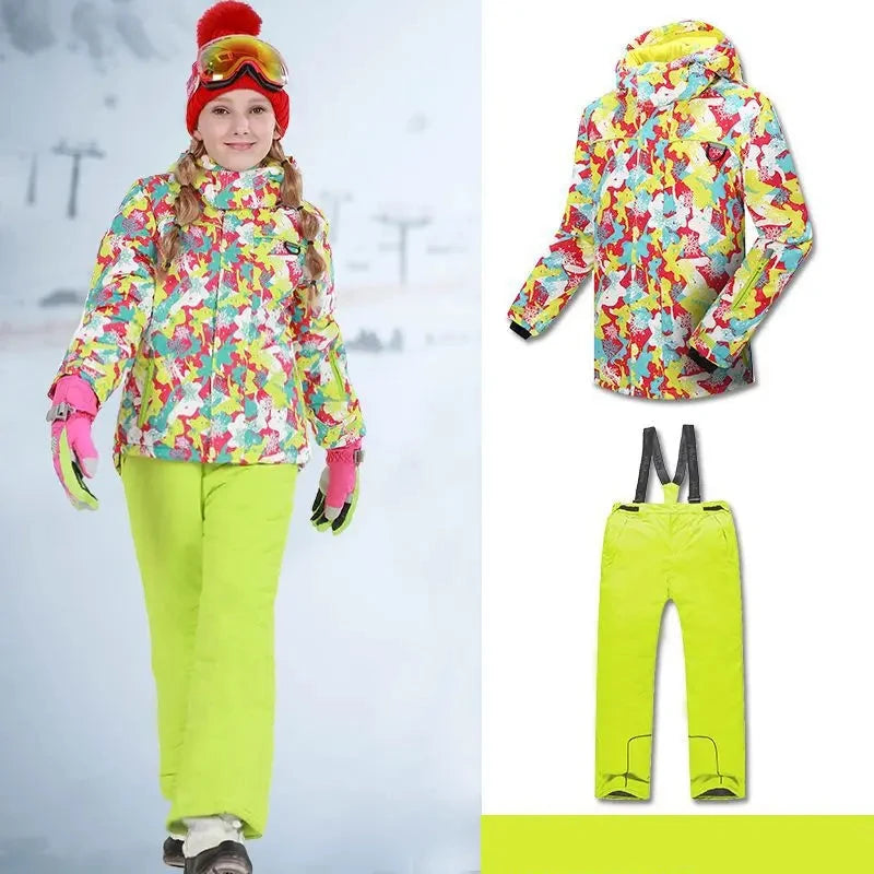 Kids Ski Wear Printed Windproof And Waterproof Clothing Set childrensterritory