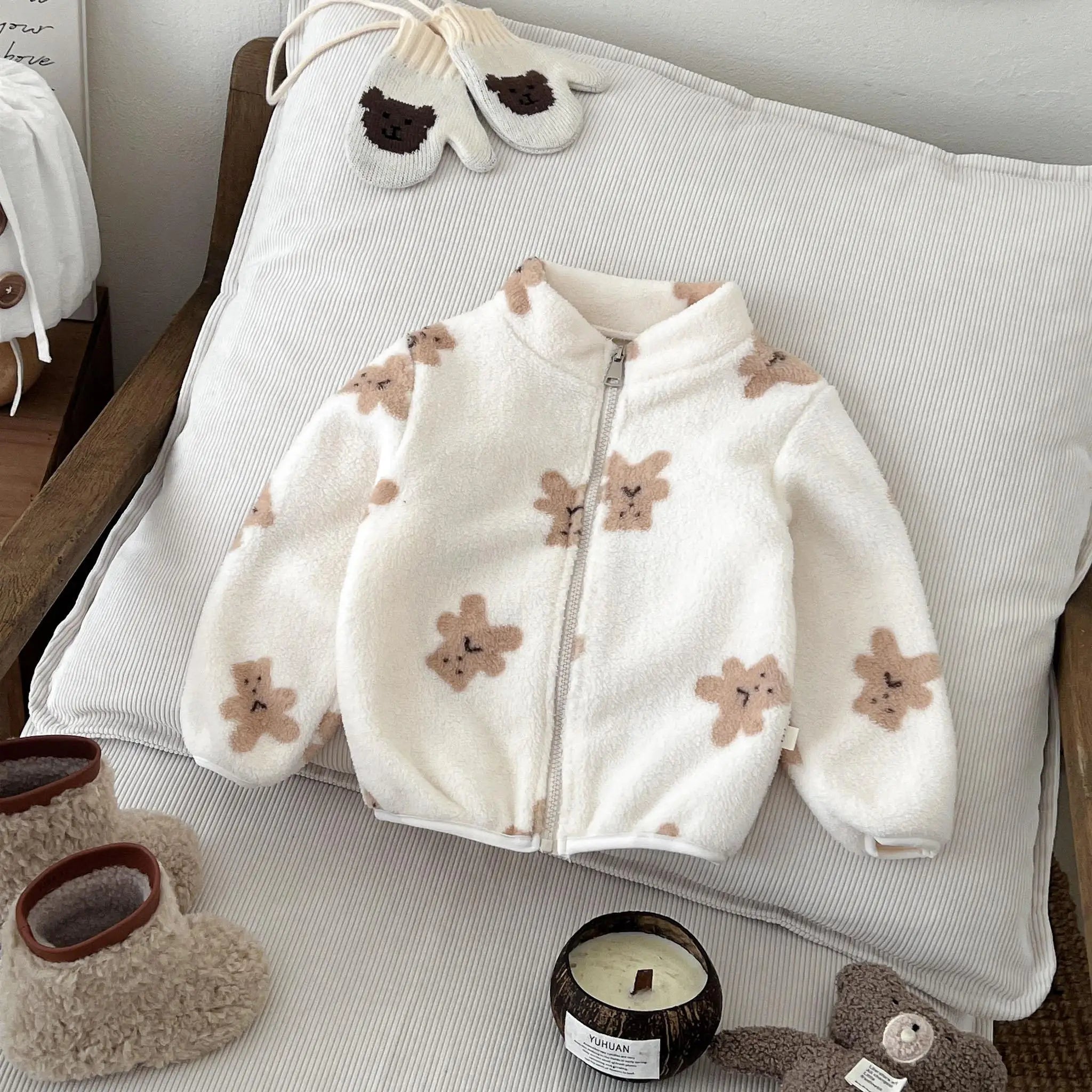 Kids Cartoon Print Long Sleeves Warm Jacket