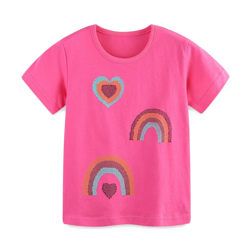 Girls Cartoon Print Casual Summer T-Shirts