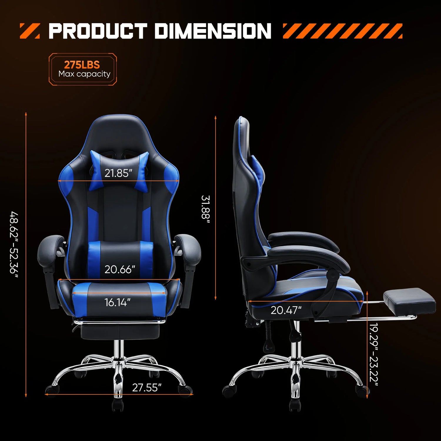 Adjustable Swivel Gaming Chair with Headrest and Spine Support childrensterritory