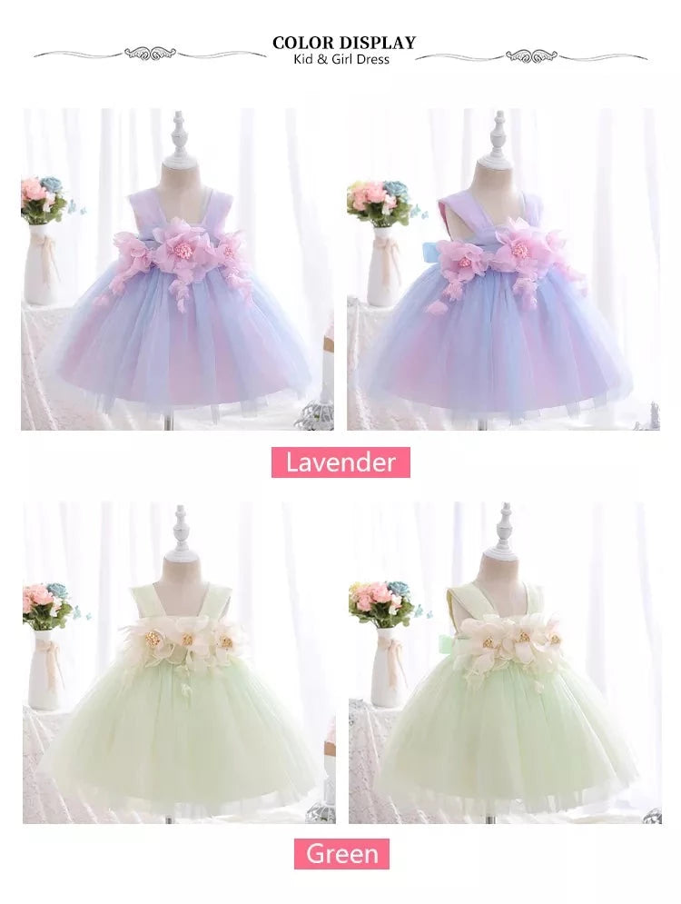 Toddler Girl Flower Decorated Tulle Wedding Party Dresses childrensterritory