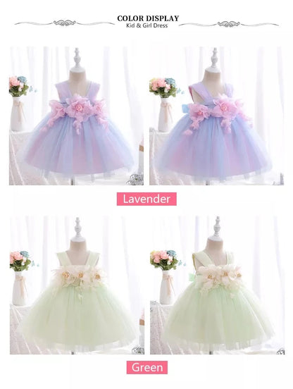Toddler Girl Flower Decorated Tulle Wedding Party Dresses childrensterritory