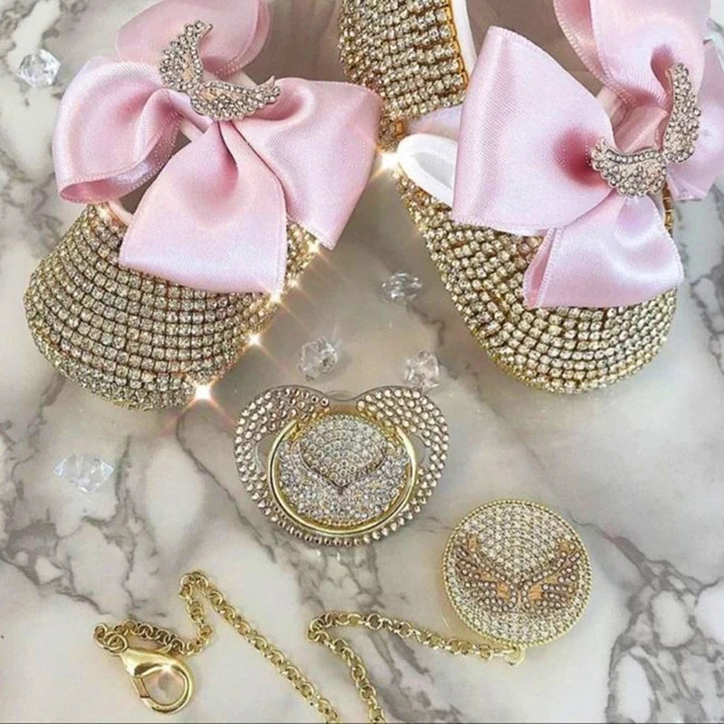 Luxury Keepsake Diamond Baby Bottles and Shoes Headband Set childrensterritory