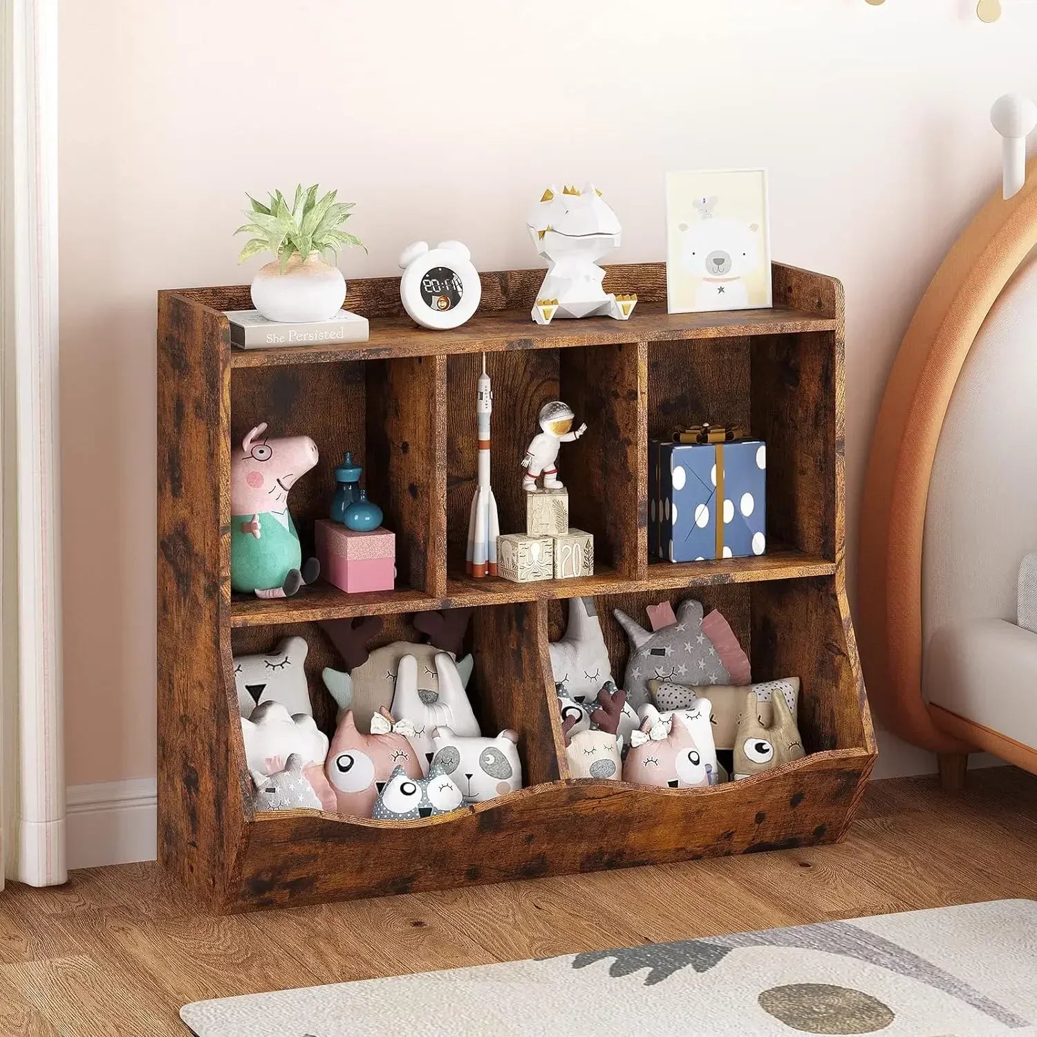 Multi-Shelf Kids Bookshelf and Toy Storage Cabinet
