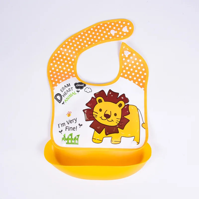 Soft Waterproof Cartoon Printed Adjustable Baby Bibs