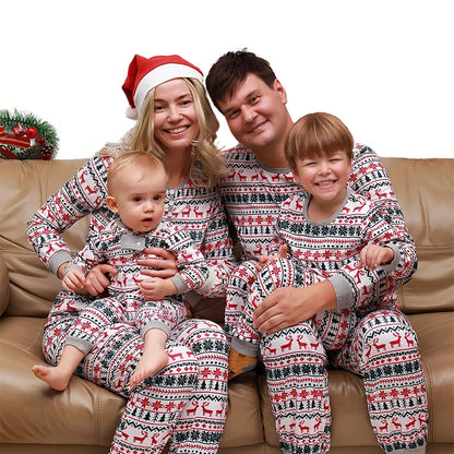 Cartoon Deer and Tree Print Family Matching Christmas Pajamas Sets childrensterritory