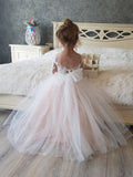 Kids Girls Backless Tutu Wedding Party Dresses with Long Train childrensterritory