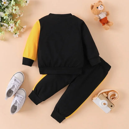 Toddler Boys Letter Crown Print 2pcs Autumn Clothing Set
