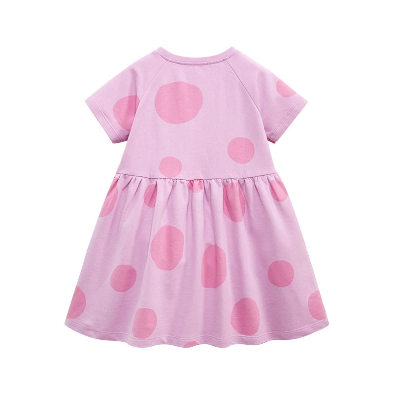 Kids Girls Cartoon Ladybug Embroidery Purple Cotton Dresses childrensterritory