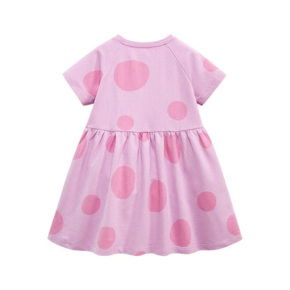 Kids Girls Cartoon Ladybug Embroidery Purple Cotton Dresses childrensterritory
