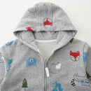 Cartoon Animal Print Cotton Zipper Hoodies for Little Boys childrensterritory