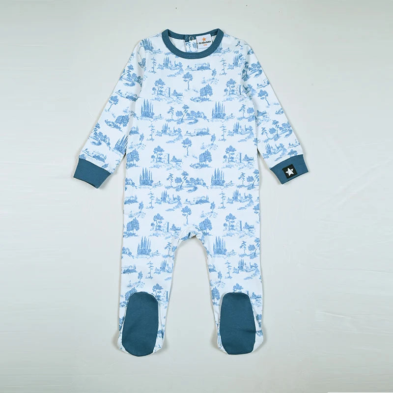 Baby and Kids Printed French Toile Cozy Pajamas and Footies