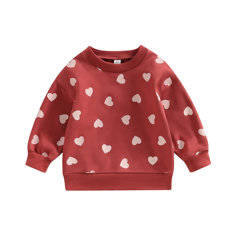 Baby Boys Heart Print Crew Neck Warm Sweatshirt childrensterritory