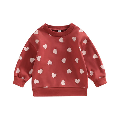 Baby Boys Heart Print Crew Neck Warm Sweatshirt childrensterritory