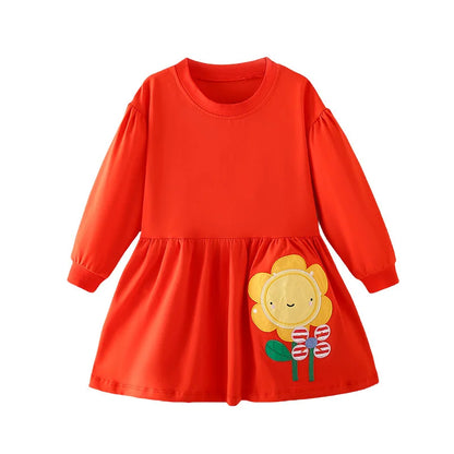 Kids Girls Long Sleeves Printed Princess Dresses childrensterritory