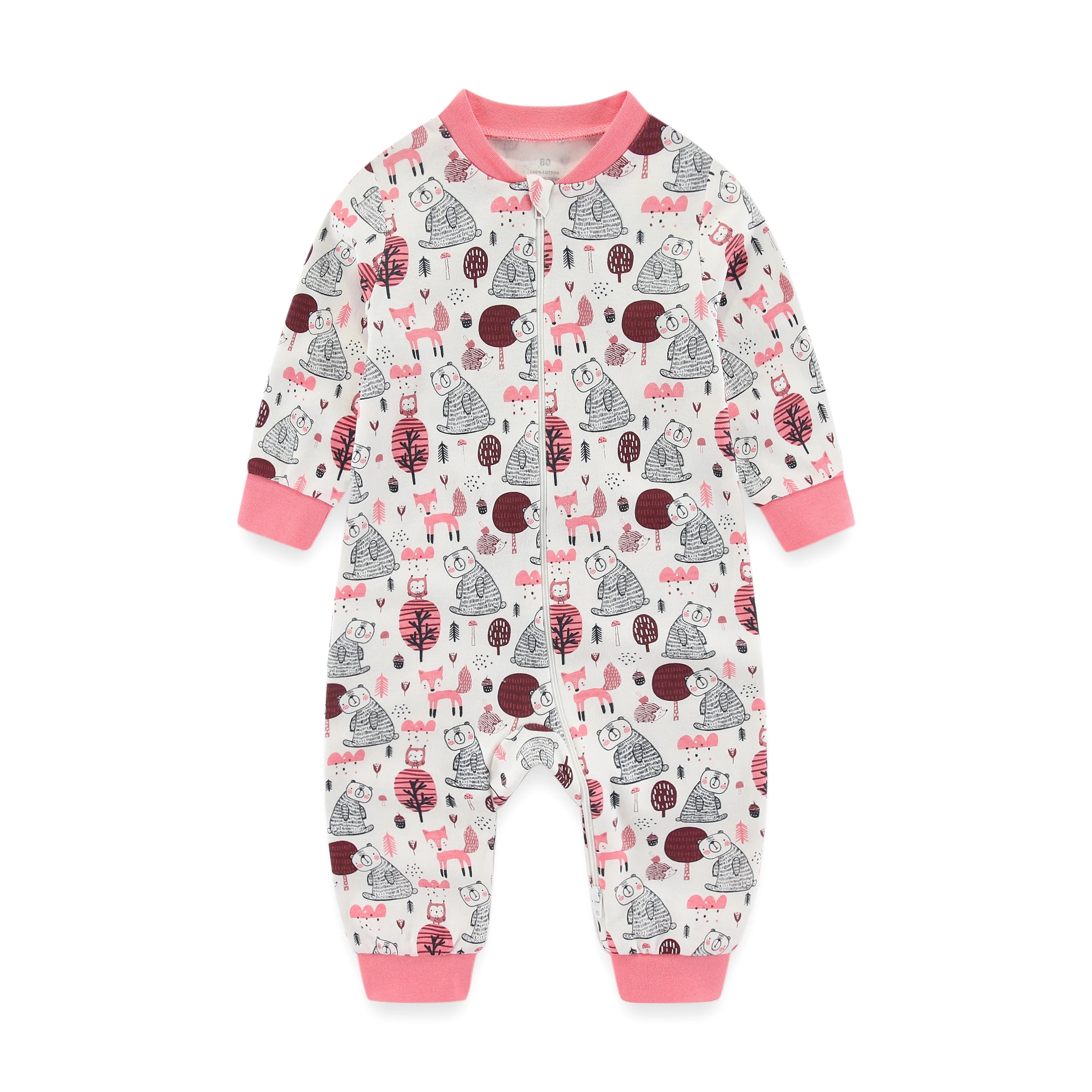 Cartoon Print Long Sleeve Newborn Baby Cotton One-piece/Rompers