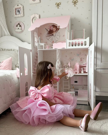 Sequins Beading with Bow Design Flower Girl Dresses for Party childrensterritory