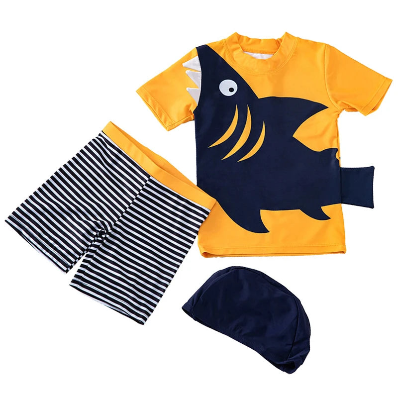 3pc Baby/Kids Boys Sun Protection Swimwear With Hat