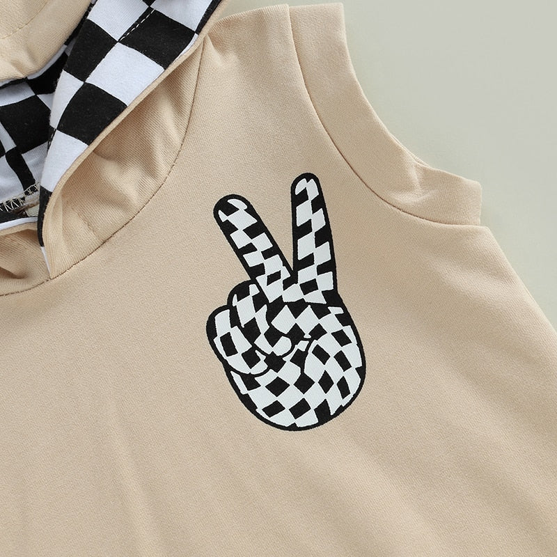 Baby Boys 2PCS Checkerboard Hooded Vest and Shorts Sets childrensterritory