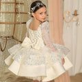 Kids Girls Glitter Sequin Puffy Dresses For Birthday Party