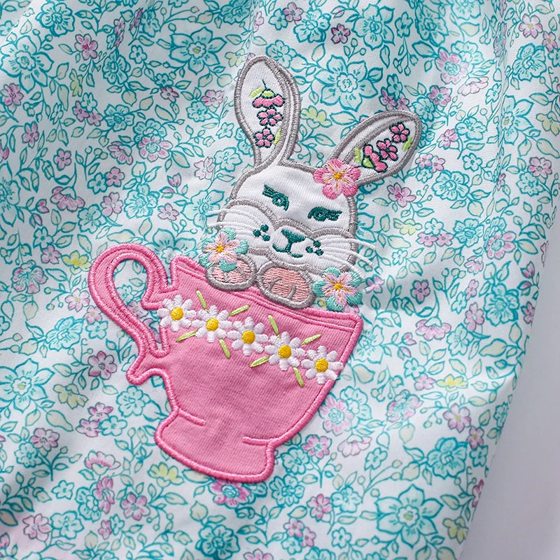 Little Girls Cartoon Embroidered Design Summer Dresses childrensterritory