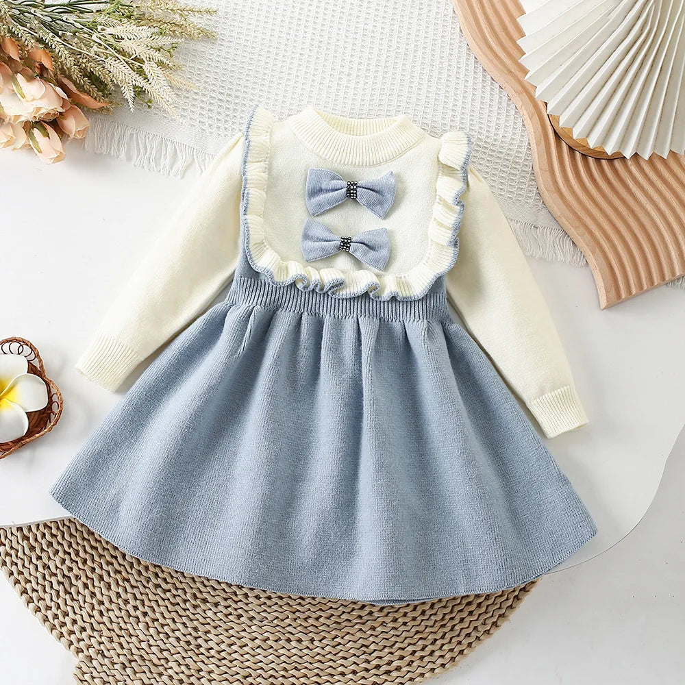 Girls’ Elegant Winter Dresses With Round Neck Design