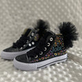 Kids Girls Pink Sparkle Gold Rhinestones Canvas Sneakers