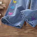 Kids Girls Butterfly Print Autumn Jeans childrensterritory