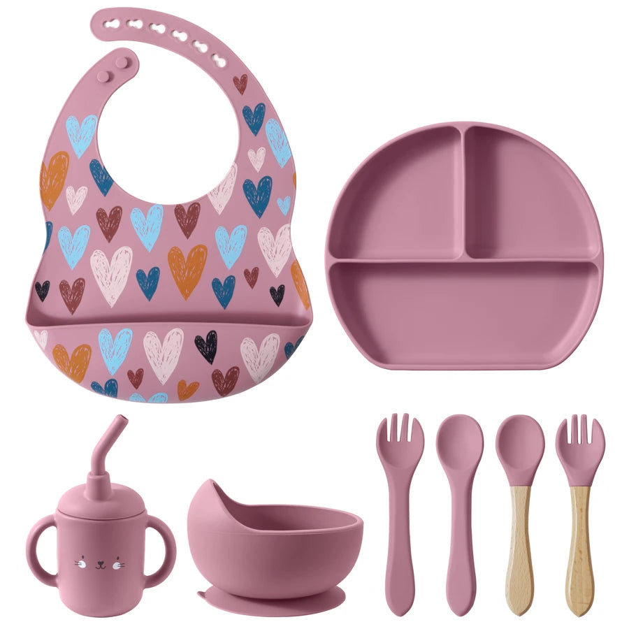 4/5/8Pcs Durable Silicone Tableware Set for Toddlers childrensterritory