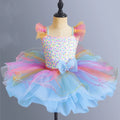 Kids Girls Rainbow Color Design Ballerina Dress childrensterritory