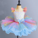 Kids Girls Rainbow Color Design Ballerina Dress childrensterritory