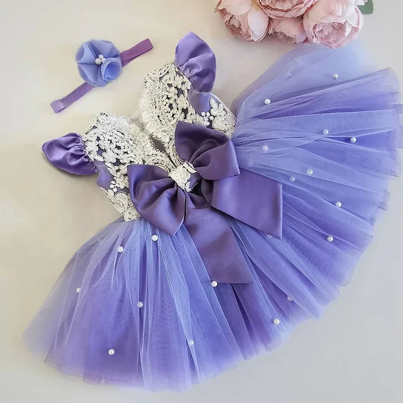 Baby/Kids Girls Lace Pearls Princess Party Dress