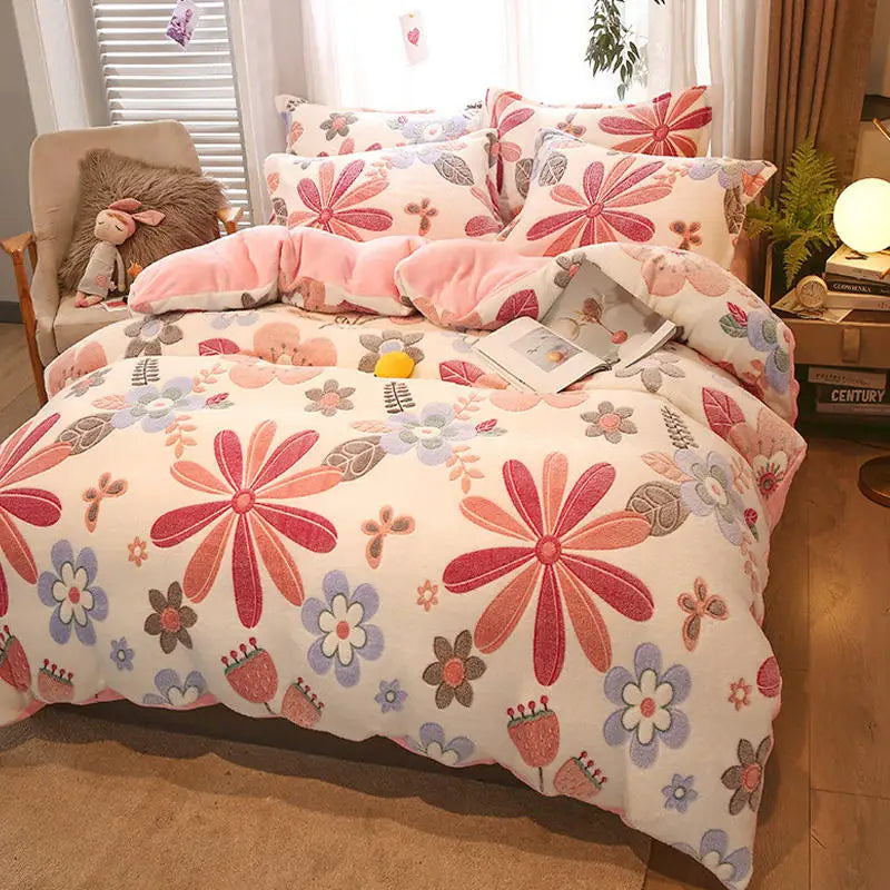 Flannel Fleece 1pc Winter Warm Duvet Cover for Kids Bed