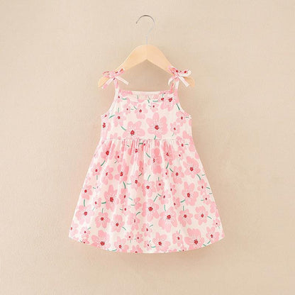 Floral Print Kids Girls Sleeveless Camisole Leisure Dresses childrensterritory