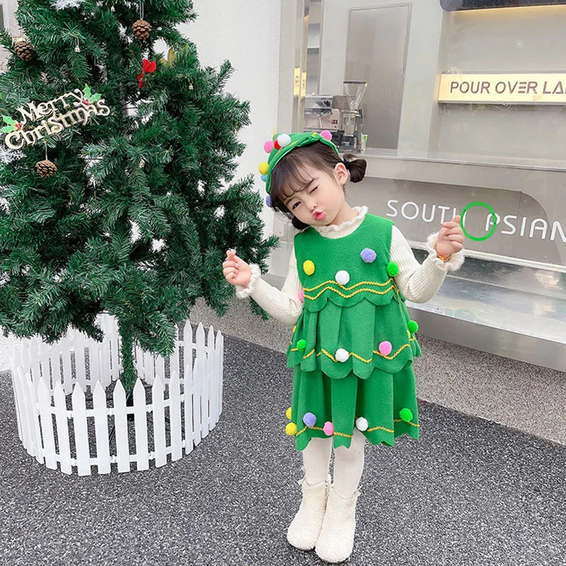 Kids Girls Christmas Tree Costume for Cosplay childrensterritory