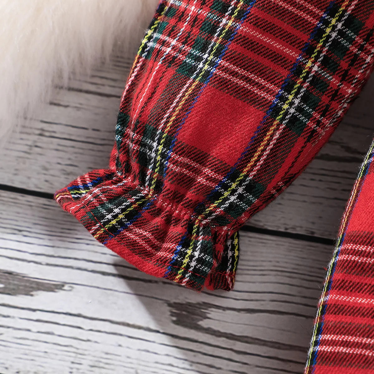 Baby Girls Long Sleeves Plaid Jumpsuit for New Year
