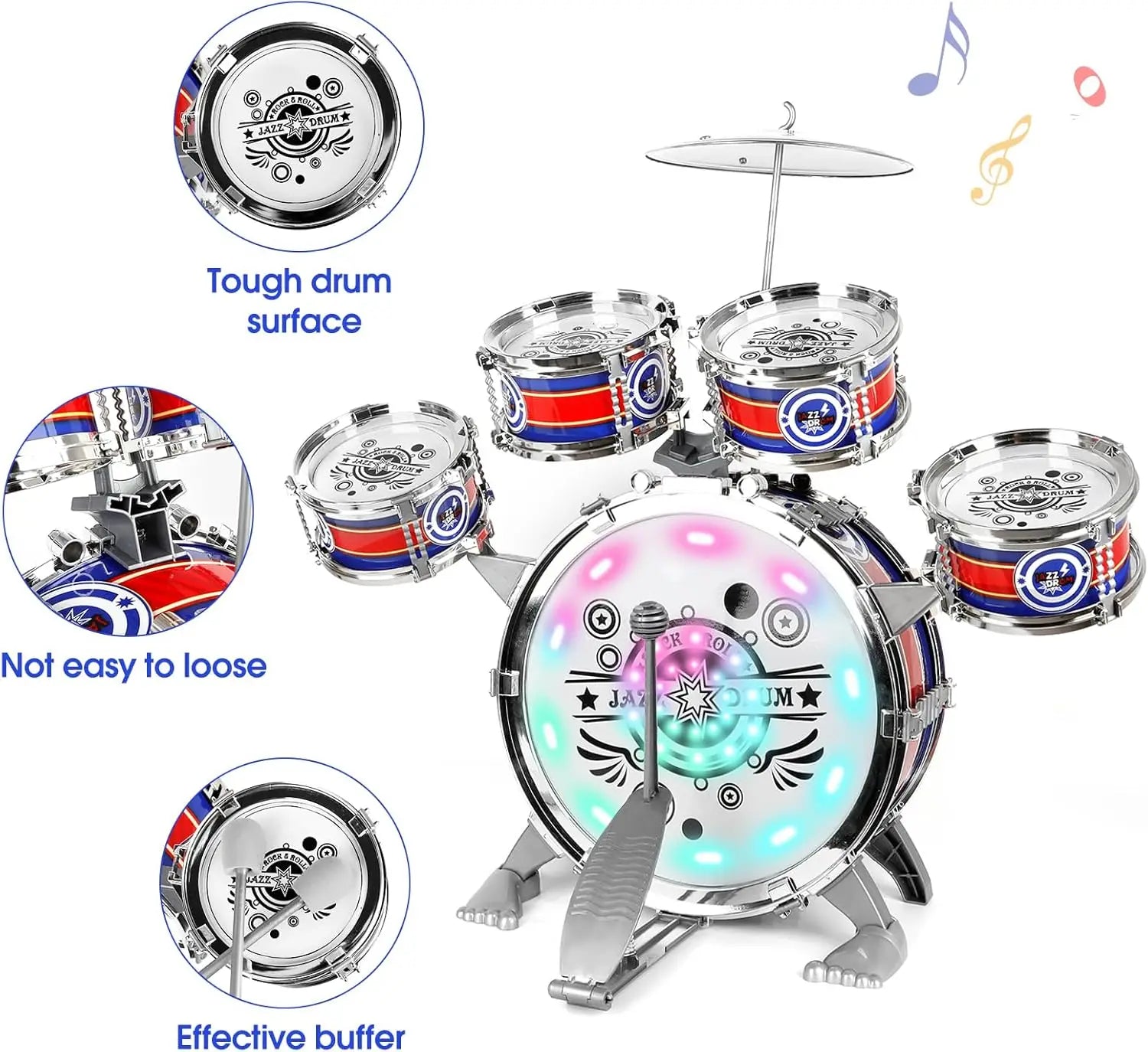 Kids Musical Instruments Toy- Mini Jazz Drum Set with Stool
