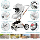 2 in 1 Rotateable, PU Leather Luxury Baby Stroller childrensterritory