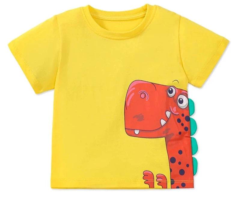 Kids Boys Stereoscopic Dinosaur Print Summer T-shirts childrensterritory
