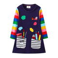 Kids Girls Preppy Style Cartoon Embroidery Princess Dresses childrensterritory