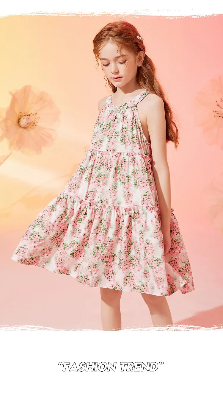 Little Girls' Floral Pattern Sleeveless Summer Party Dresses