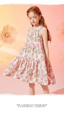 Little Girls' Floral Pattern Sleeveless Summer Party Dresses