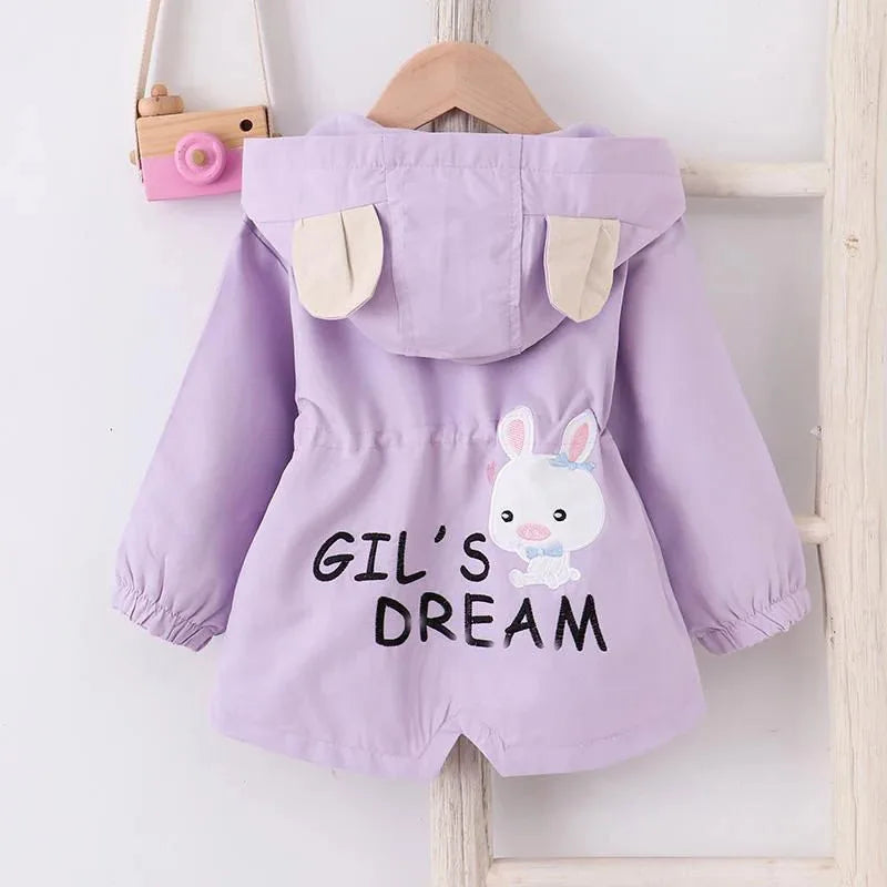 Girls' Long-Sleeved Rabbit Design Hooded Jacket