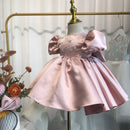 Little Girls Puff Sleeves Elegant Baptism Party Dresses