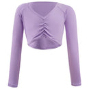 Girls' V-Neck Long Sleeves Ballet Dance Tops childrensterritory