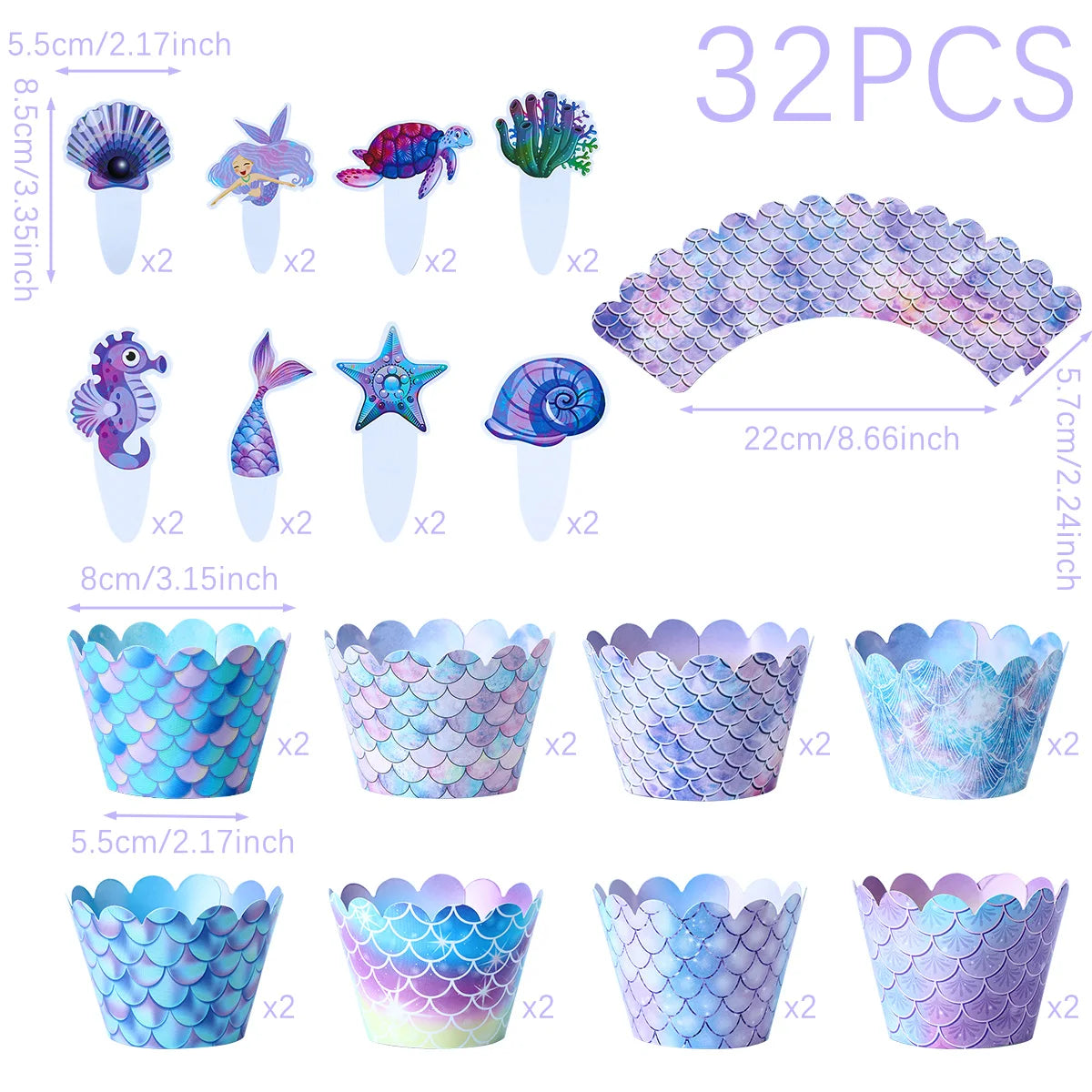 Mermaid-themed Kids Birthday Party Decorations and Tableware Set