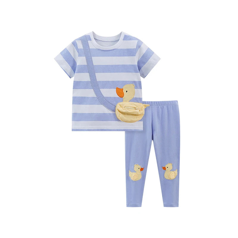 Cartoon Print Summer Clothing Set For Girls childrensterritory
