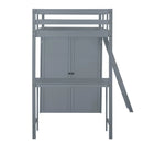 Loft Bed Made of Wood with Desk and Wardrobe for Bedroom childrensterritory